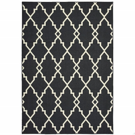 Homeroots 9 x 13 ft. Black & Ivory Trellis Indoor & Outdoor Area Rug 389537